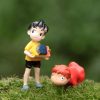 2 Pcs set Kawaii Ponyo on The Cliff Resin Figures Toy Gardening Boy Fish Ornament Action 1 - Ghibli Europe Store
