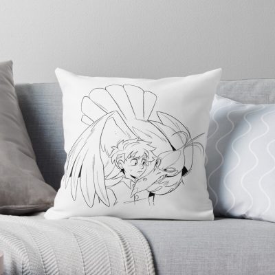 Boy And Heron Throw Pillow