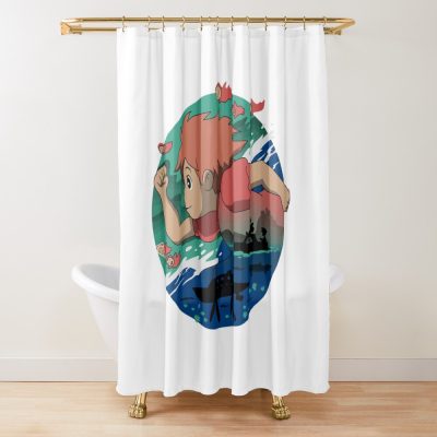 Kelalen Ponyo On The Cliff By The Sea Lungaku Shower Curtain