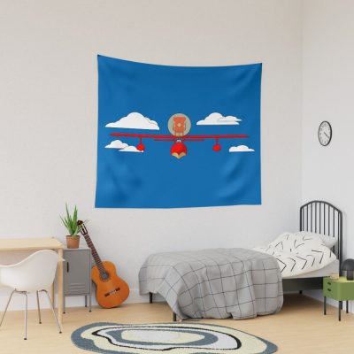 Crimson Pig Red Plane Tapestry