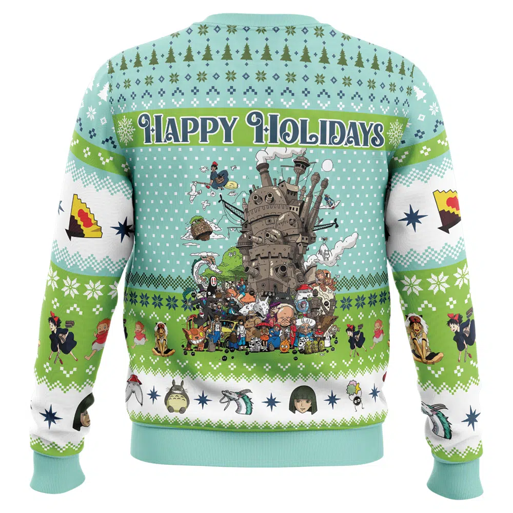 Christmas Studio Ghibli Ugly Christmas Sweater BACK mockup - Ghibli Europe Store