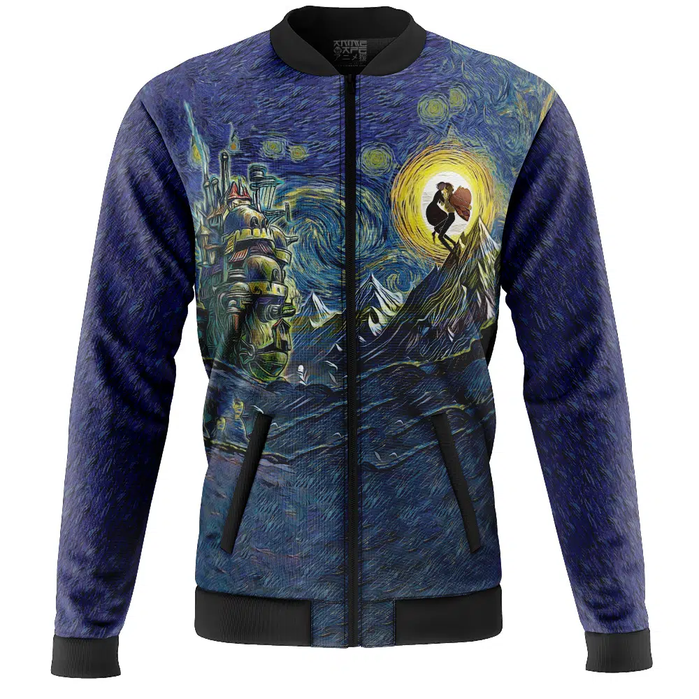 Howl’s Moving Castle Starry Night Studio Ghibli Casual Bomber Jacket