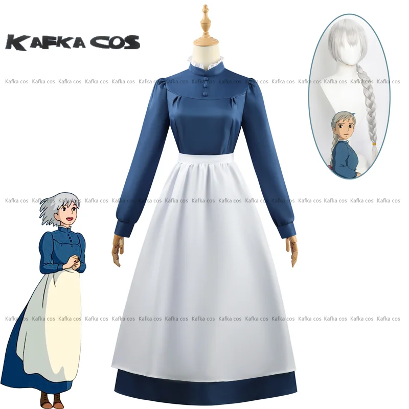 Howl's Moving Castle Sophie Long Blue Dress Cosplay