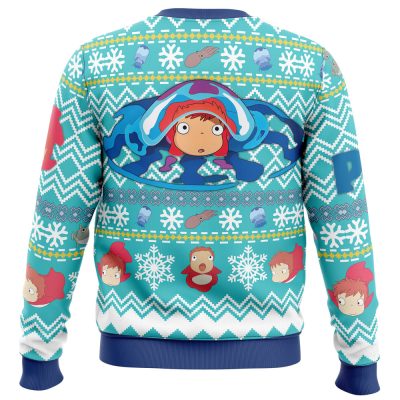 ponyo Ugly Christmas Sweater back mockup - Ghibli Europe Store